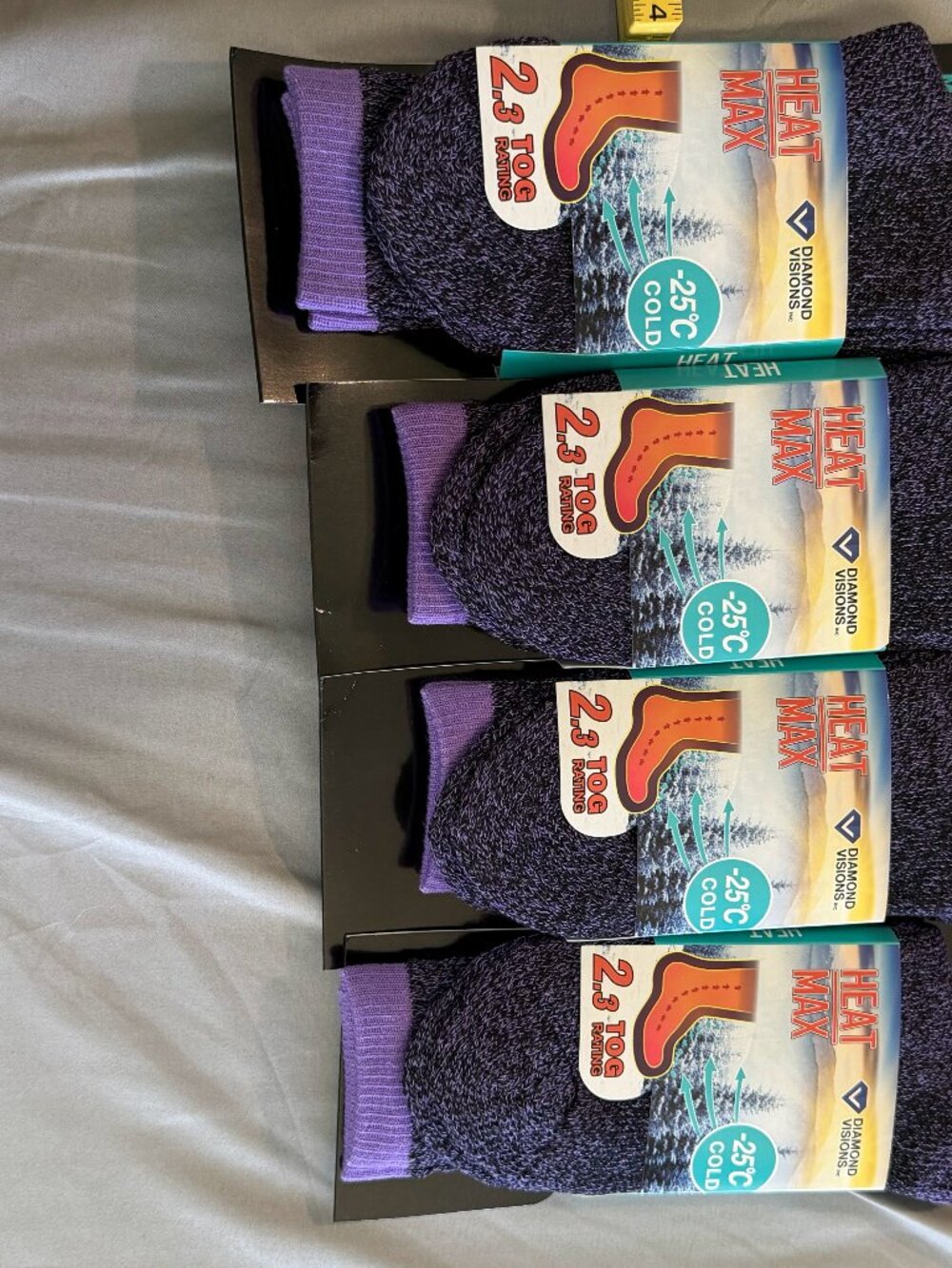 Heat Max 4 Pair Women Thermal Socks Winter Warm Boot Purple Socks Size 9-11 NWT